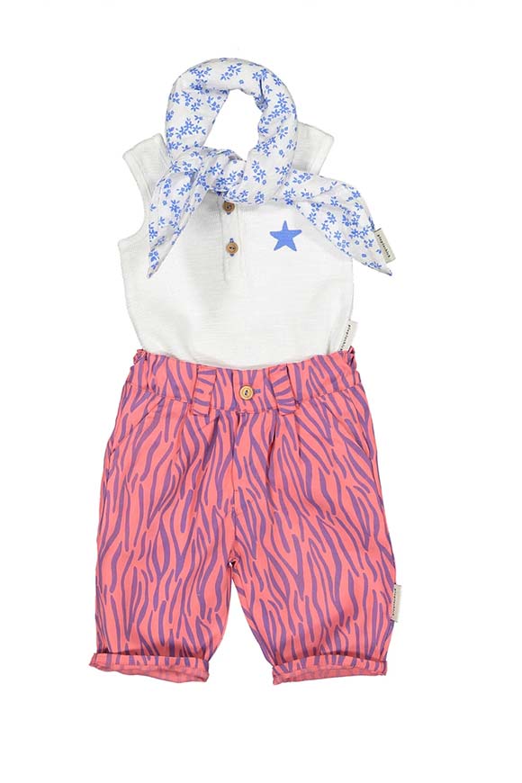 Piupiuchick - Pantaloni baby fantasia striata rosa, blu