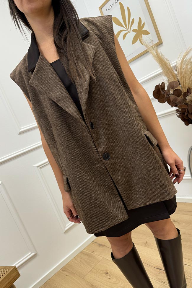 Haveone - Gilet moro con inserti in raso