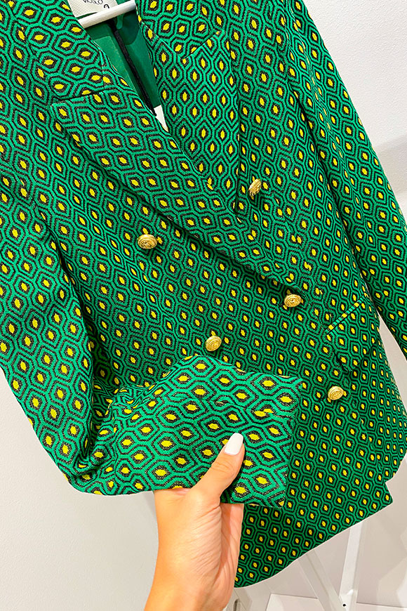 Vicolo - Micro houndstooth yellow and green jacket