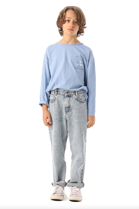 Piupiuchick - Pantaloni in denim lavaggio chiaro