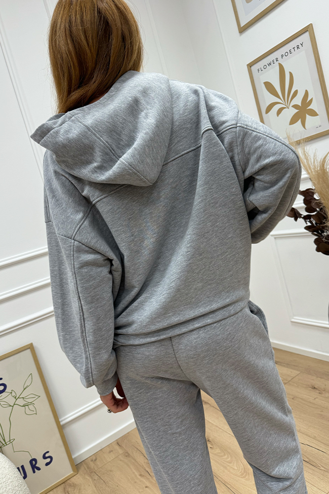 Vicolo - Felpa con cappuccio grigio chiaro fit oversize