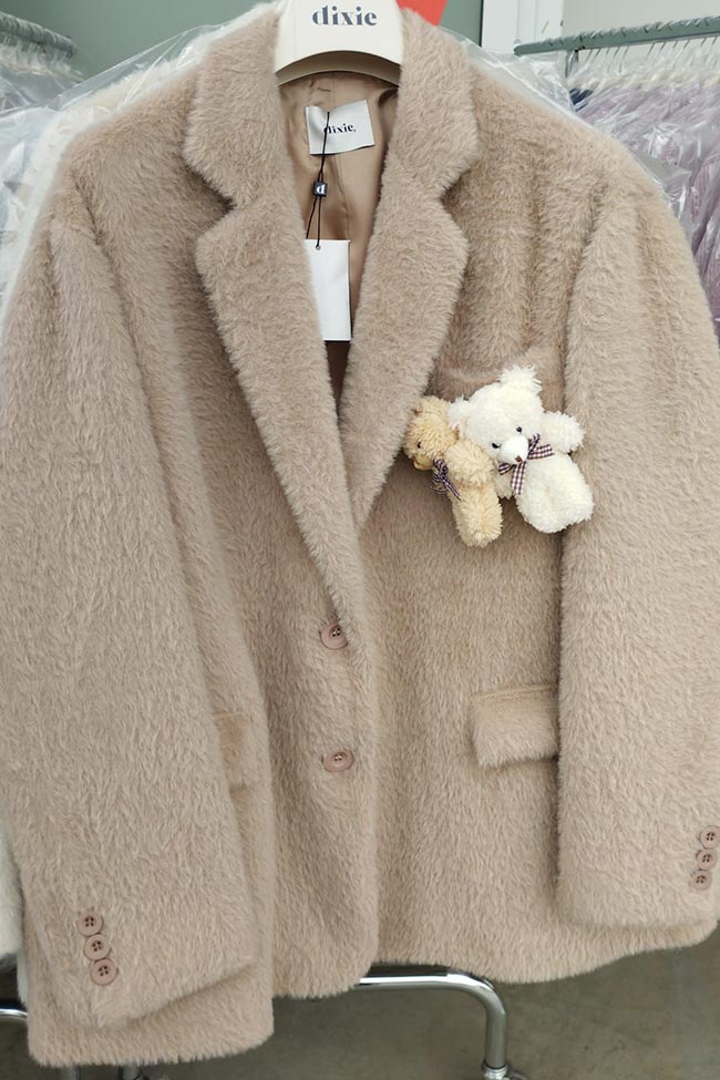 Dixie - PRE ORDINE - Giacca over beige spille teddy