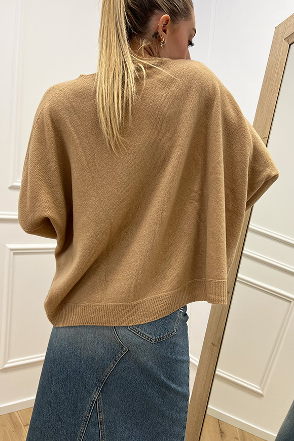 Vicolo - Maglia camel a scatoletta misto cashmere