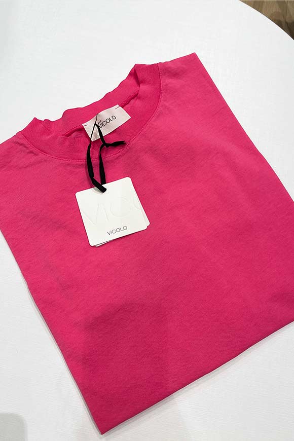 Vicolo - T shirt over fucsia tinta unita