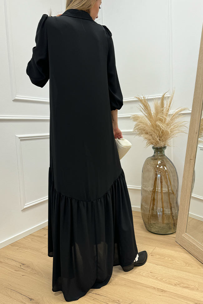 So Allure - Vestito chemisier nero con balza