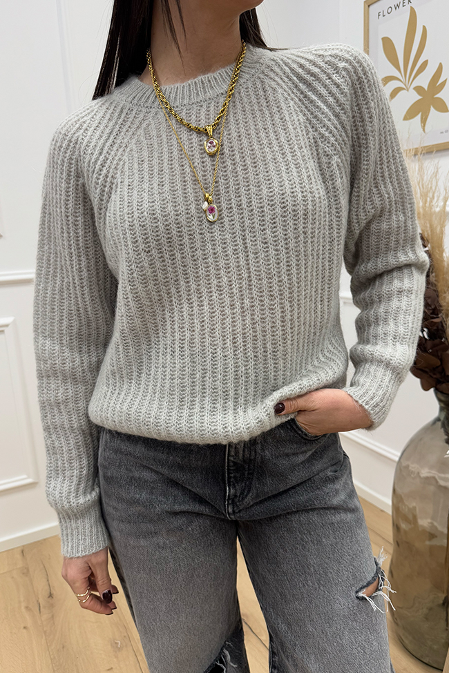 Vicolo - Maglia Sofia in mohair grigio perla