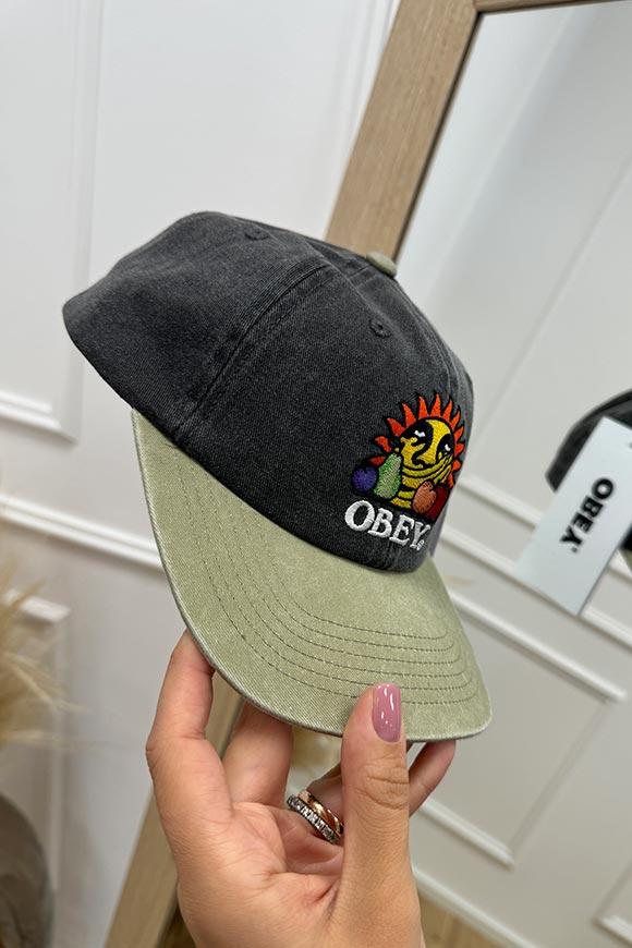 Obey - Cappello tesa cachi e patch fruits con logo