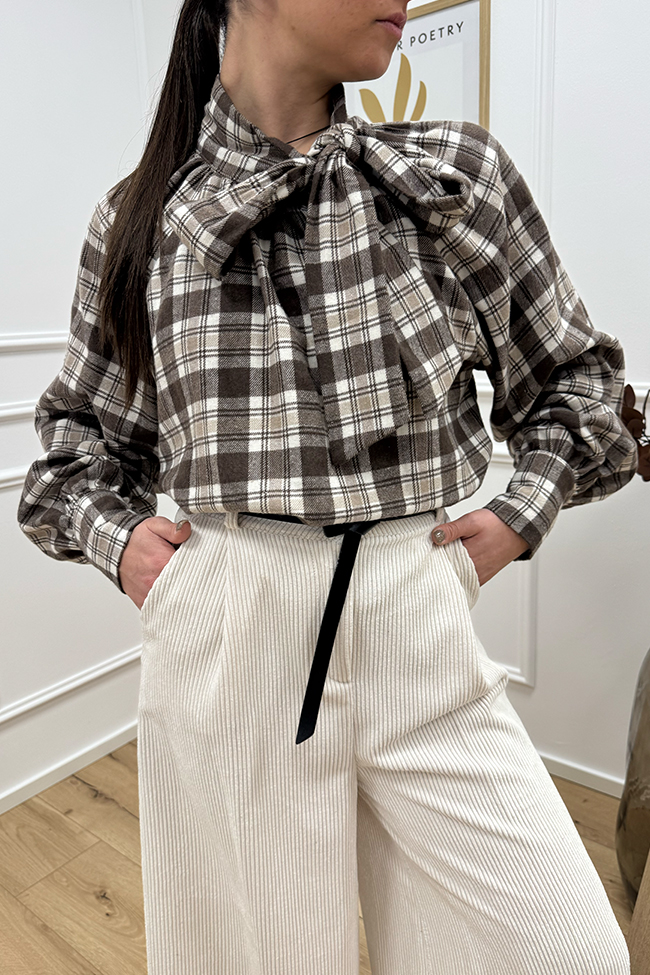 Haveone - Blusa check panna e moro in flanella