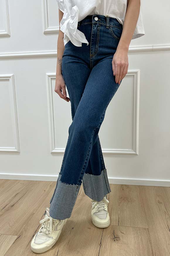 Haveone - Jeans Portobello blu denim con risvolto