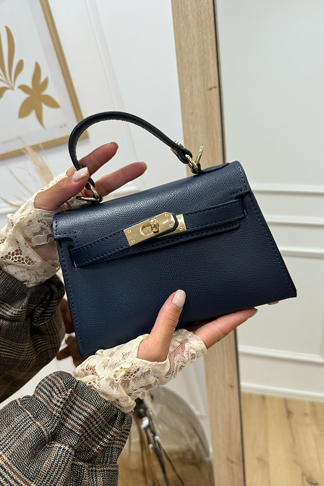 Calibro Shop - Borsa mini Kelly blu in pelle