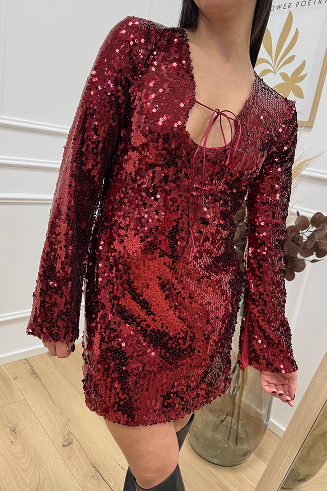 Haveone - Vestito mini in paillettes bordeaux