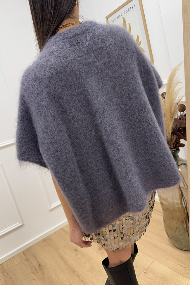 Dixie - Maglia kid mohair mezza manica grigia