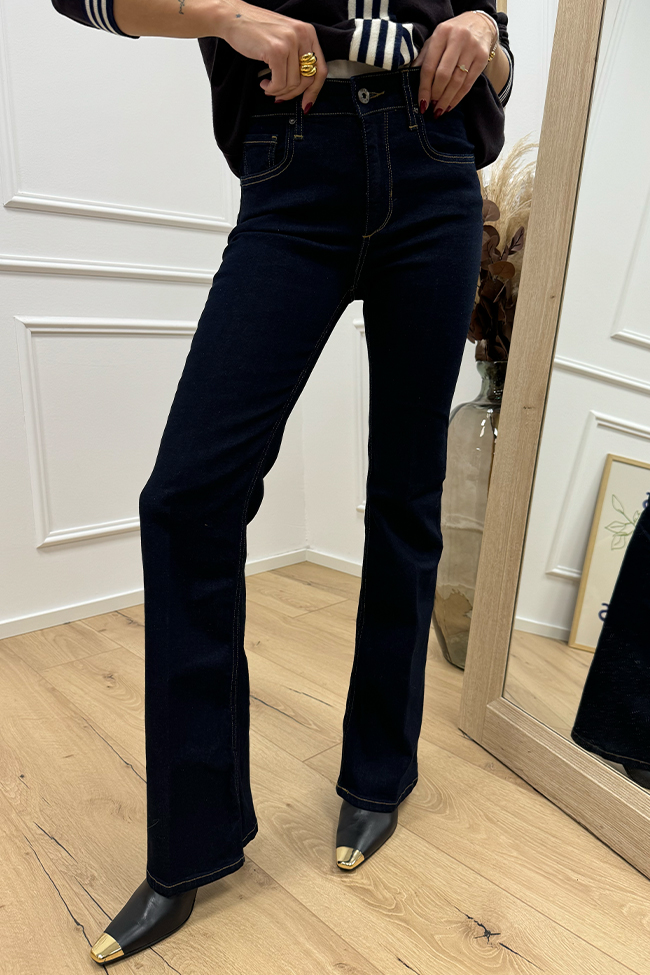 Staff Gallery - Jeans Beatrice blu scuro cuciture camel