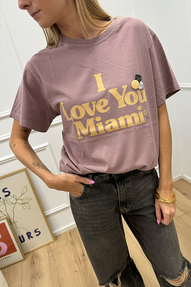 Newtone - T shirt trucker rosa "I love you Miami"