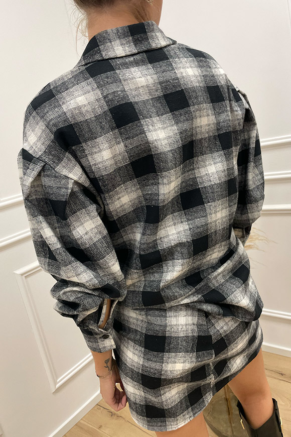 Haveone - Camicia oversize check bianca e nera