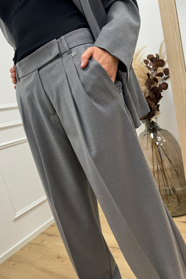 Aniye By - Pantaloni Dandy grigi con doppia pinces