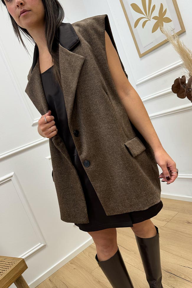 Haveone - Gilet moro con inserti in raso