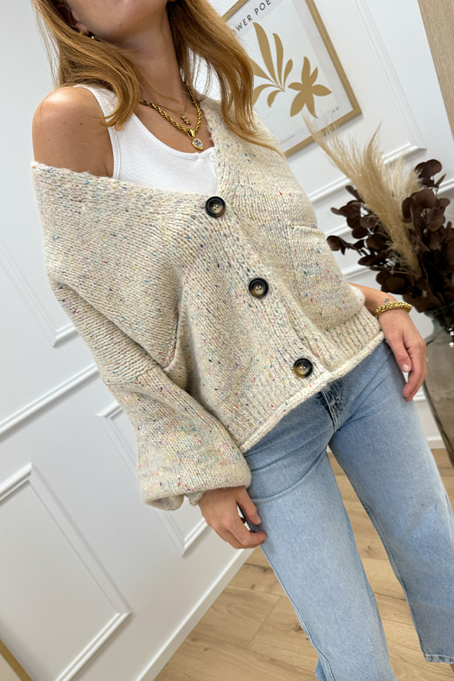 Haveone - Cardigan corto calce filo multicolor con bottoni