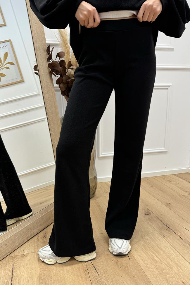 Haveone - Pantaloni neri in maglia flare