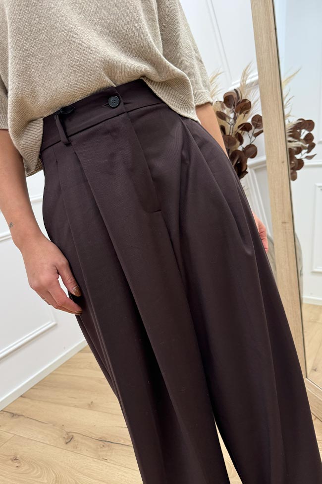 Vicolo - Pantaloni Ginevra moro con doppia pinces