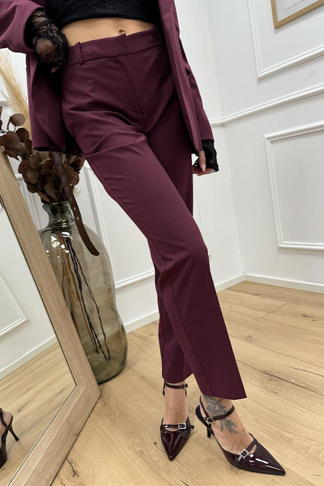 Haveone - Pantaloni basic bordeaux a sigaretta