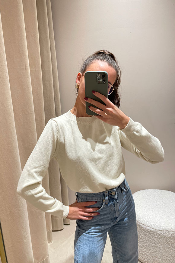 Vicolo - Ecru basic crop sweater