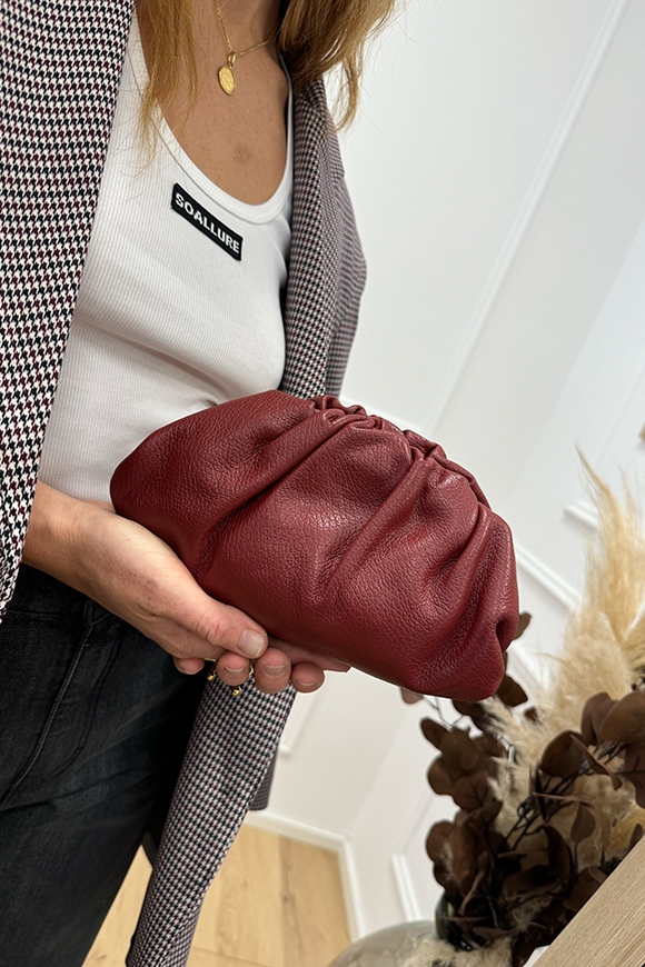 Calibro Shop - Borsa pasticcino mini bordeaux pelle martellata