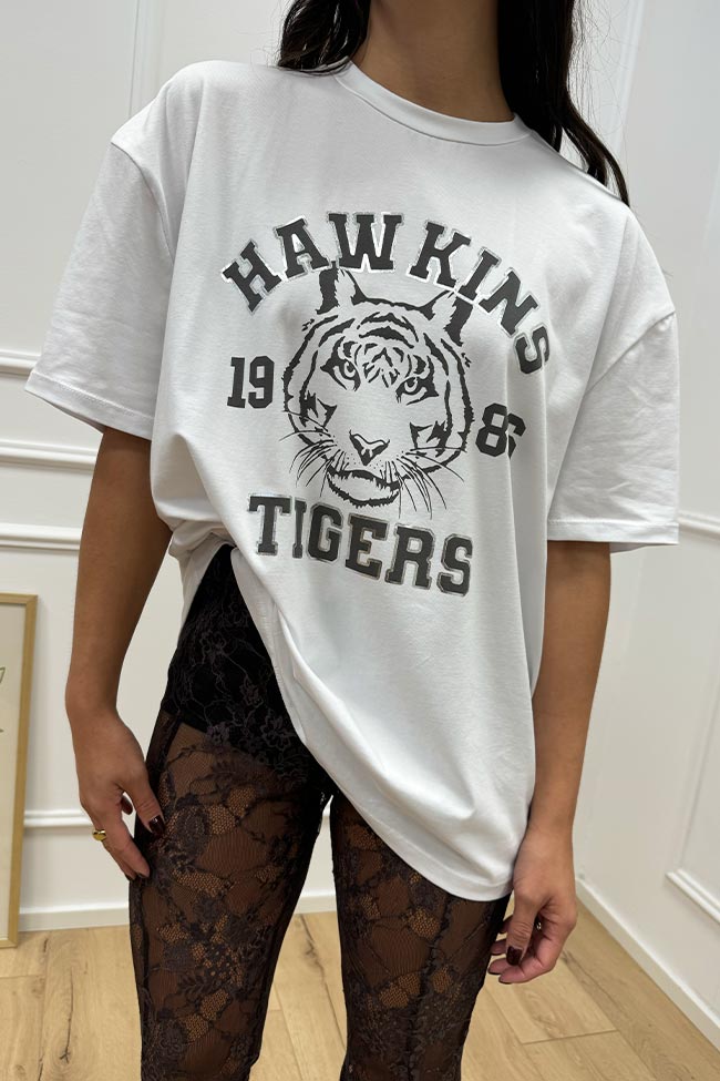 Haveone - T shirt bianca over stampa Tigers