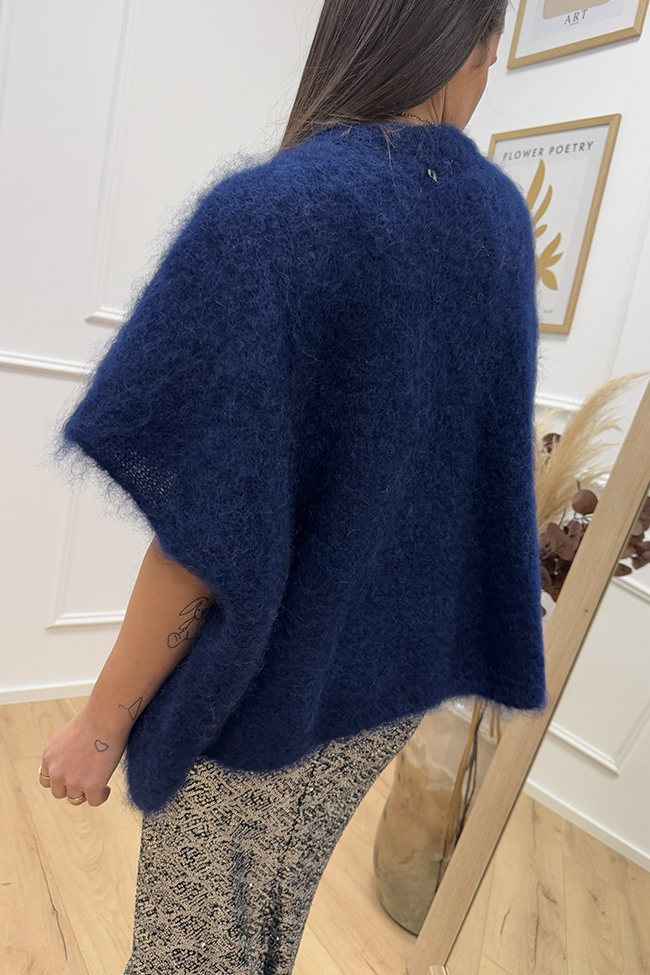 Dixie - Maglia kid mohair mezza manica blu