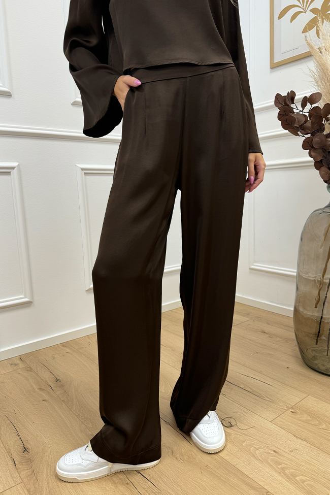 Haveone - Pantaloni moro in raso stretch