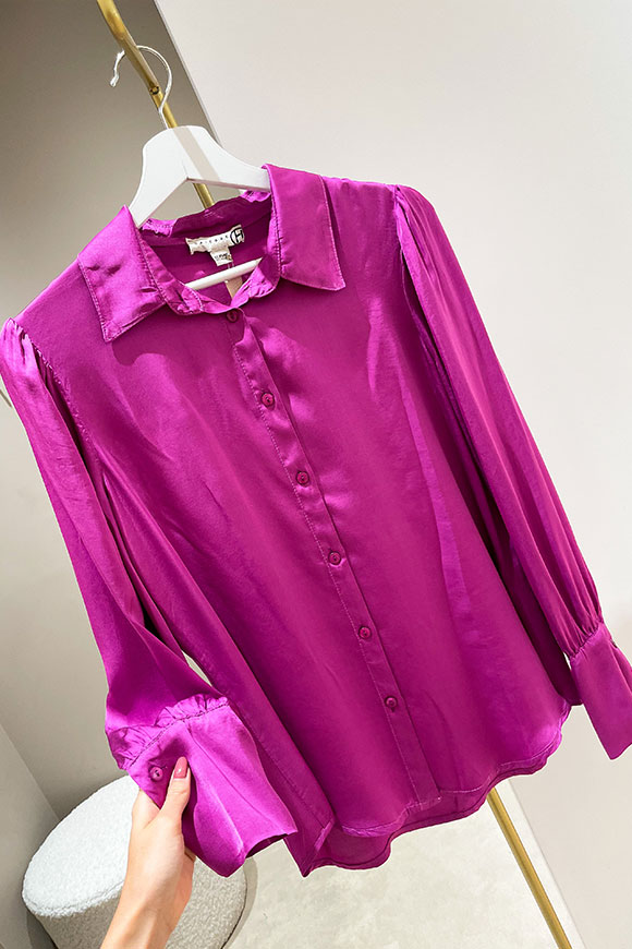 Haveone - Camicia magenta con polsino alto