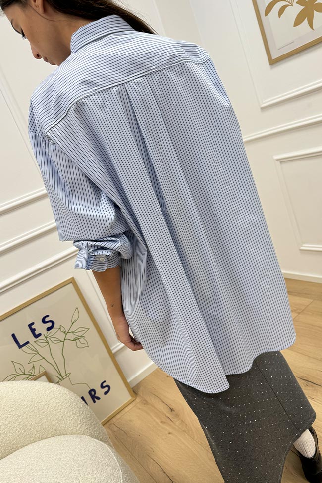 Crispy - Camicia bacchette celeste oversize