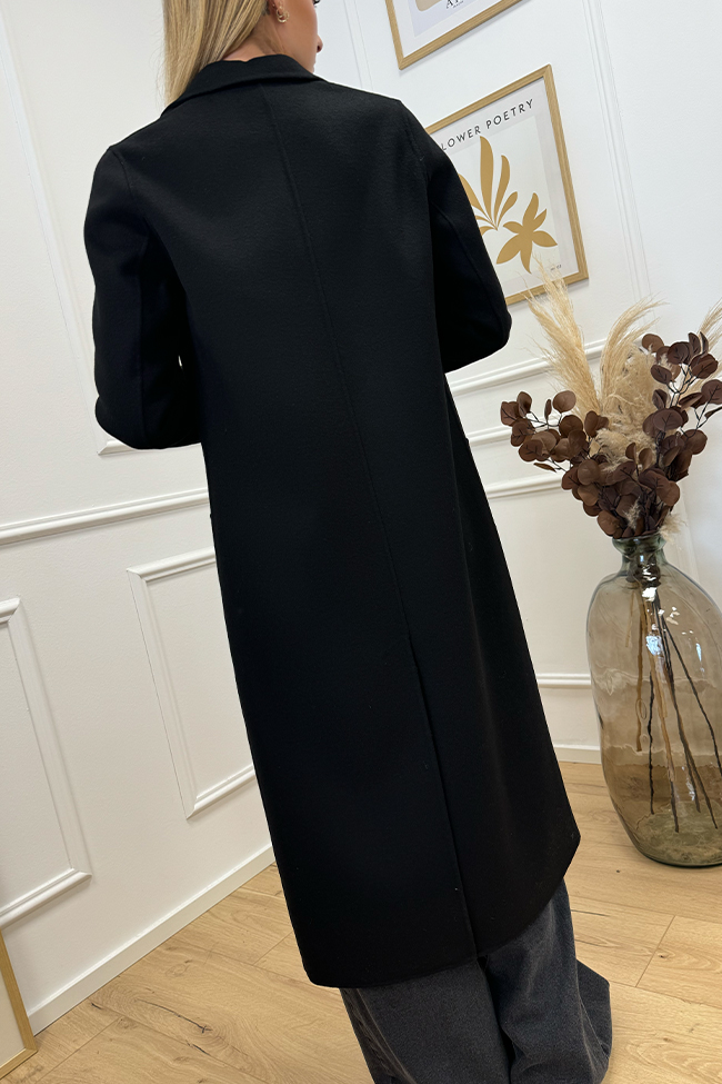 Vicolo - Cappotto monopetto nero scuro con tasche