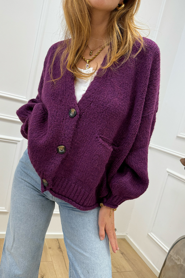 Haveone - PRE ORDINE - Cardigan corto vino tre bottoni misto alpaca