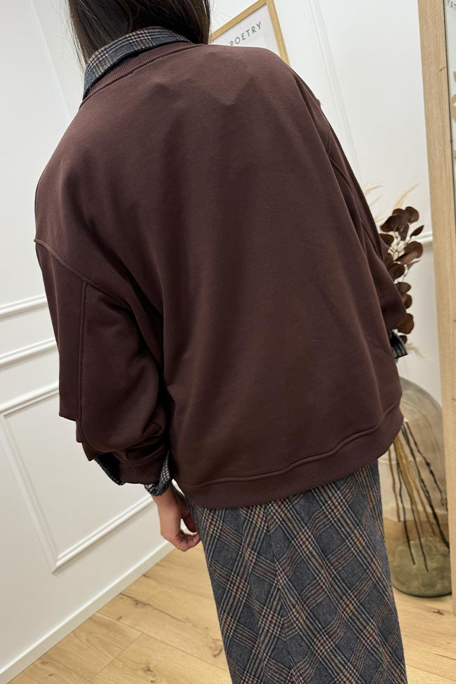 Vicolo - Felpa basic moro fit oversize