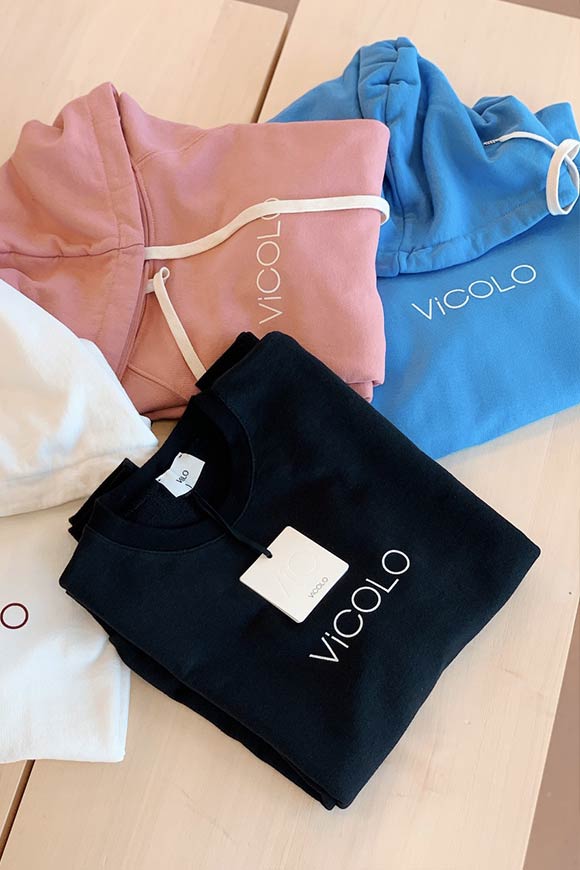 Vicolo - Blush sweatshirt with hood and logo