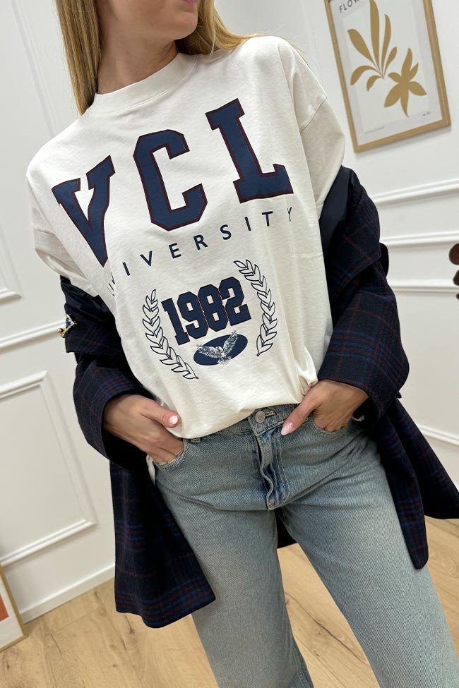 Vicolo - T shirt stampa Vcl University blu