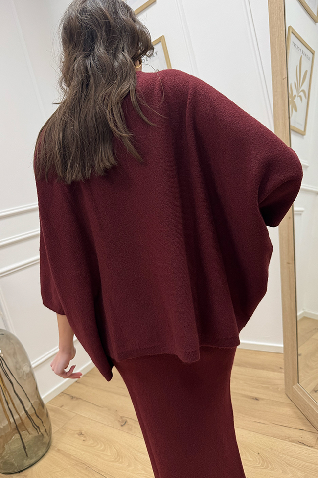 Haveone - Maxi maglia bordeaux manica a tre quarti