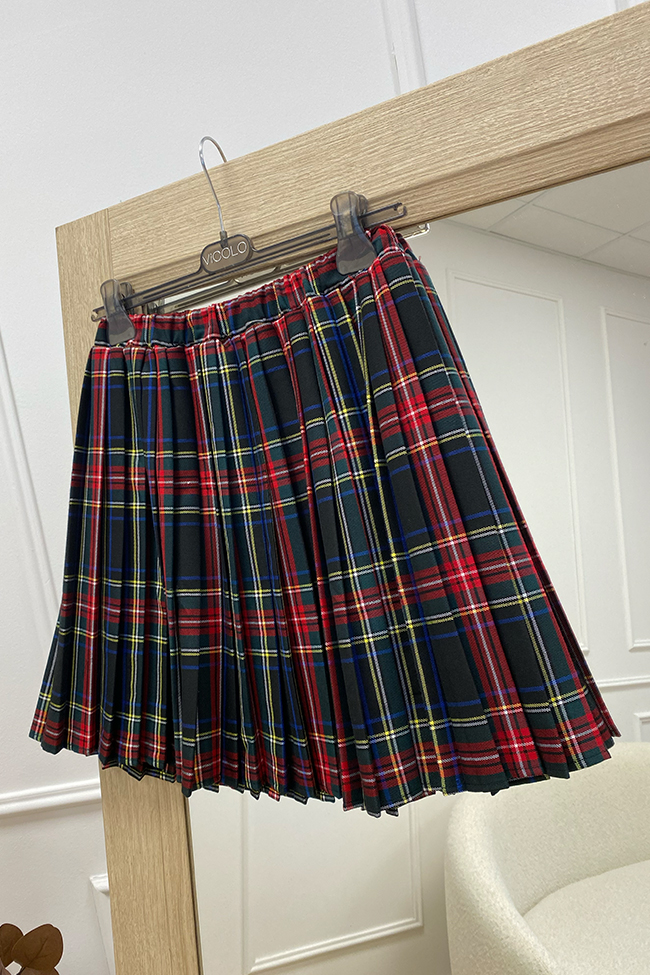 Vicolo - Gonna mini plisset tartan nera