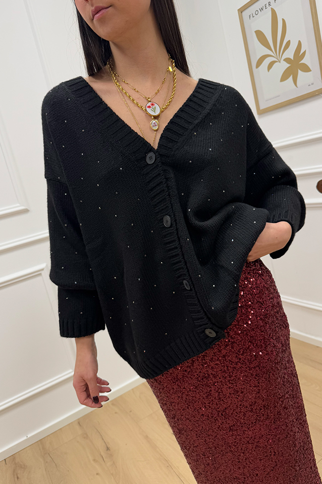 Vicolo - Cardigan over nero con strass