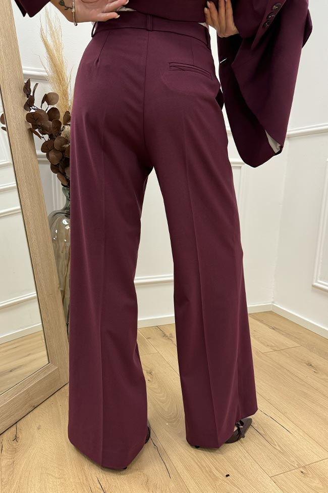 Haveone - Pantaloni basic bordeaux a palazzo