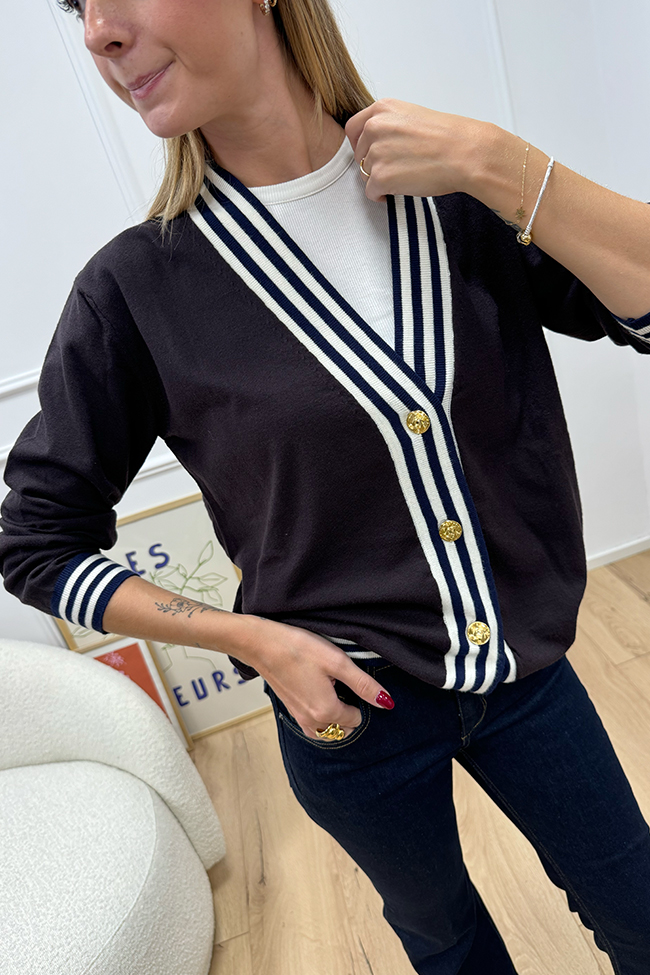 Vicolo - Cardigan moro bande sporty