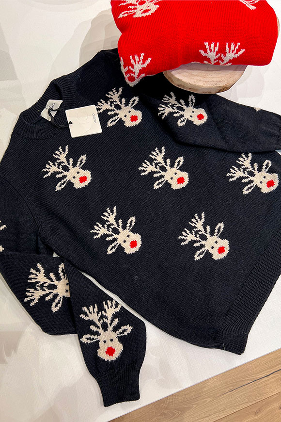 Vicolo - All over black reindeer sweater