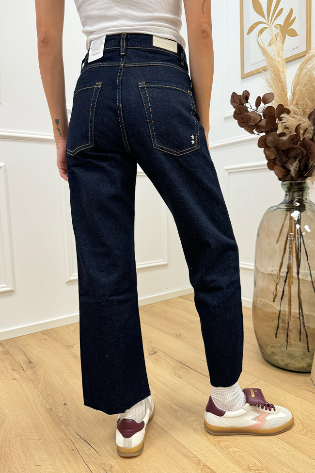 Icon Denim - Jeans Jill mom fit blu scuro cuciture camel