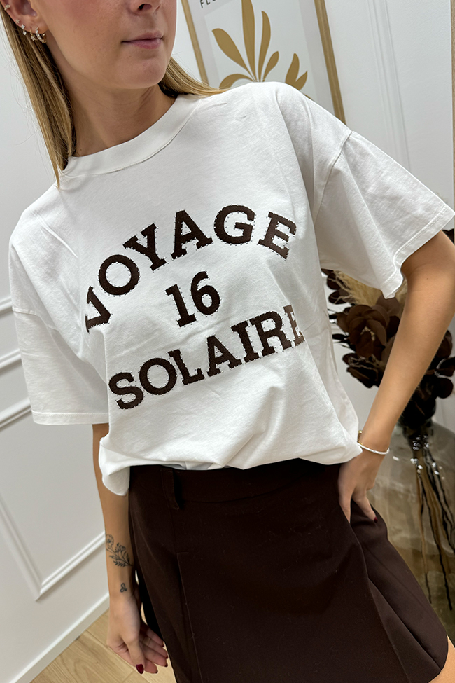 Vicolo - T shirt Voyage floccata con mini borchie