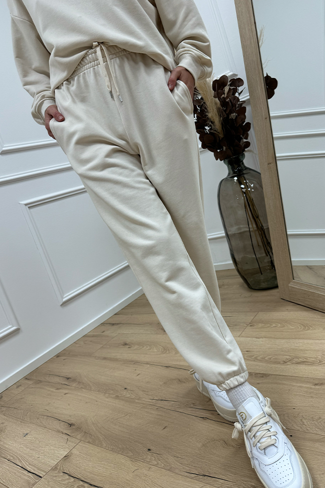 Vicolo - Pantaloni joggers vaniglia elastico in vita