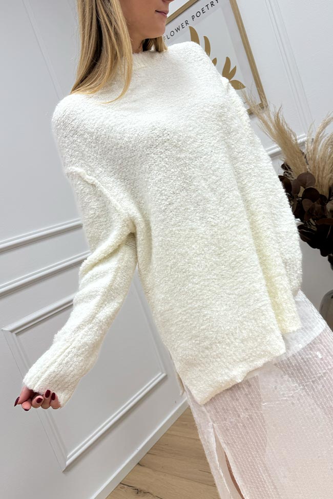 Glamorous - Maglia bouclé panna over con spacchi