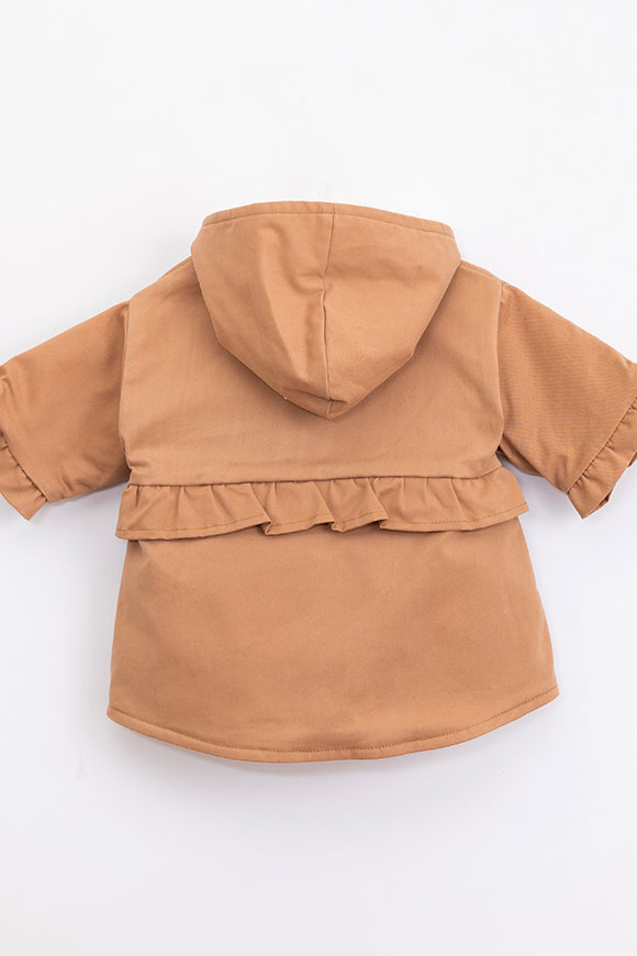 Play Up - Camel twill jacket with Paper fur lining