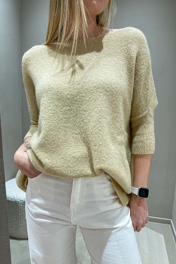 Haveone - Maglia beige manica scesa in mohair