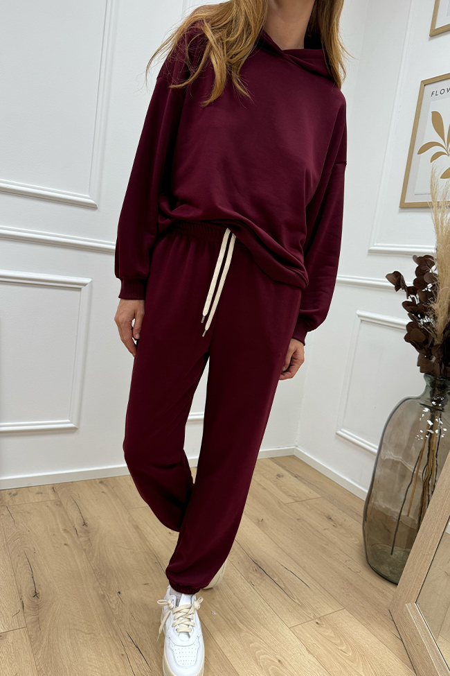 Vicolo - Pantaloni joggers vino elastico in vita